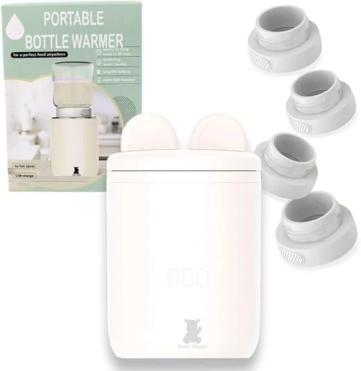 Hello Hippo - Chauffe-biberon Compact et Portable : USB-C Rechargeable, Anti-Fuite, Compatible Philips Avent, MAM, NUK | 4 Températures Réglables | Chauffage Rapide et Efficace